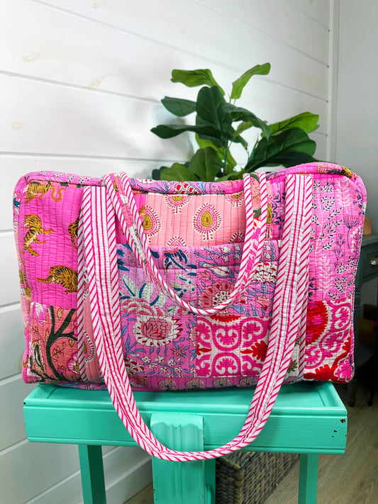 Quilted Duffle Pink Patchwork