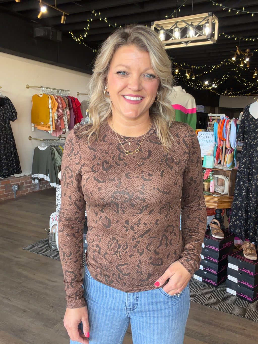 Onyx Snake Long Sleeve Top