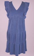 SS Navy Ruffle Dress