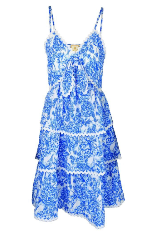Tiered Dress Blue Floral