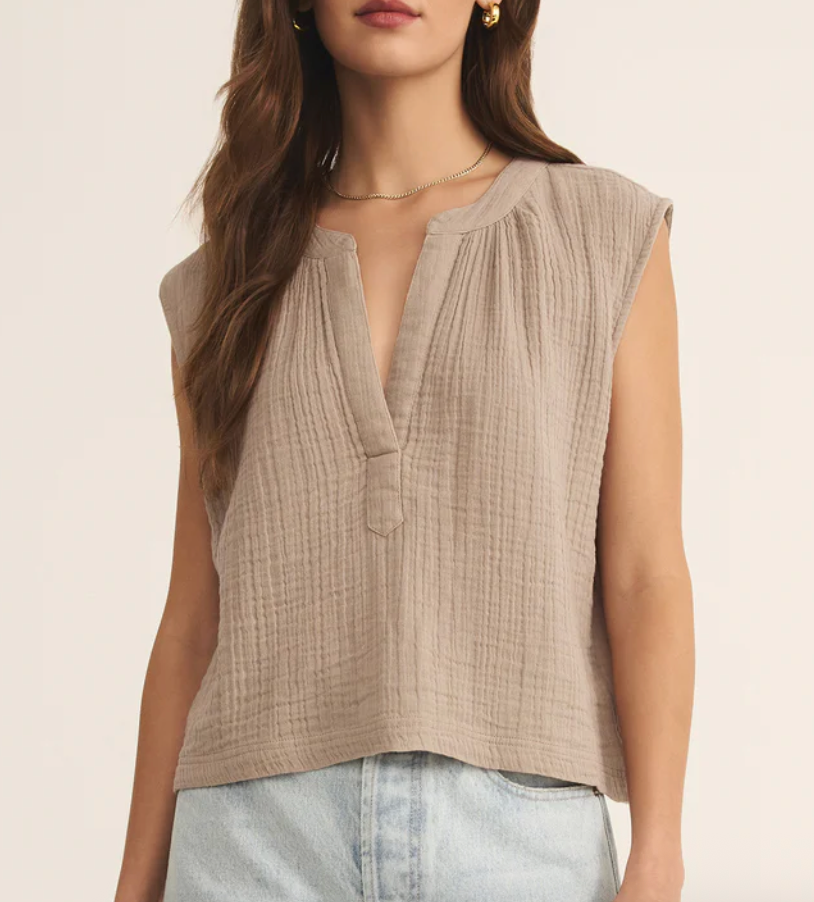 CliffSide V-Neck Gauze Top