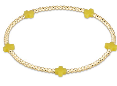Signature Color Cross Small 2mm Gold Bracelet
