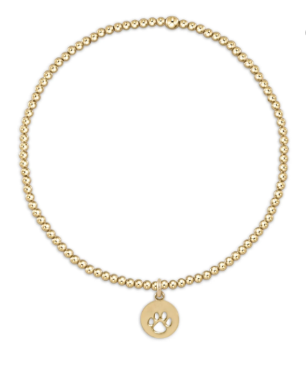 Classic Gold 2mm Bracelet - Paw Print Small Gold D