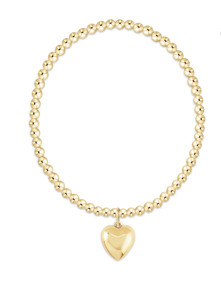 Classic Gold 3mm Bracelet - Love Plush Gold Charm