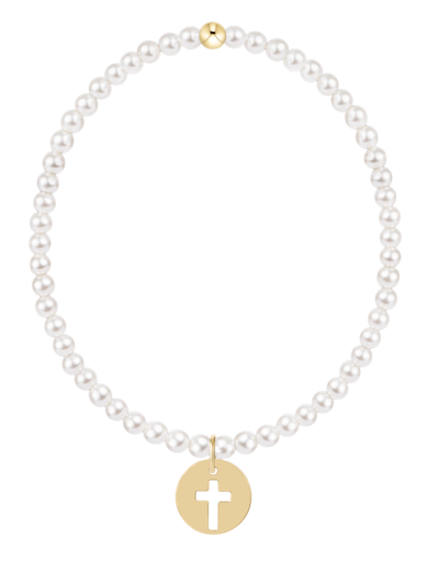Classic Pearl 3mm Bracelet - Blessed Gold Disc