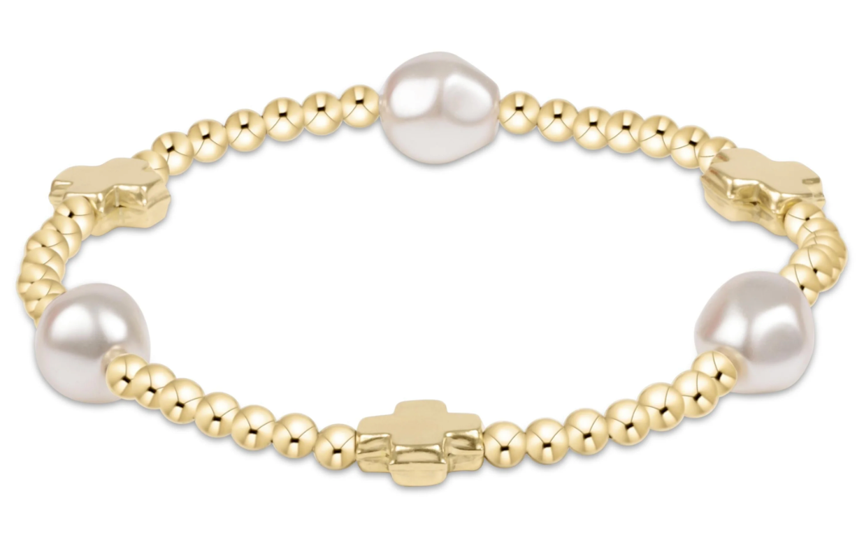 Signature Cross Gold & Admire Pearl 3mm Gold Brace