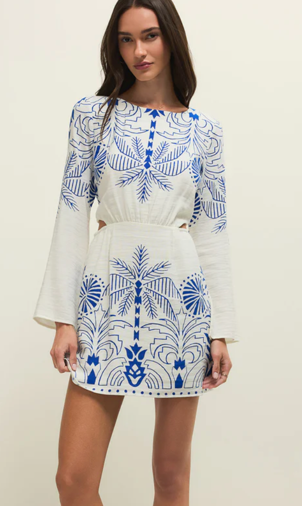 Tahini Airy Palm Mini Dress