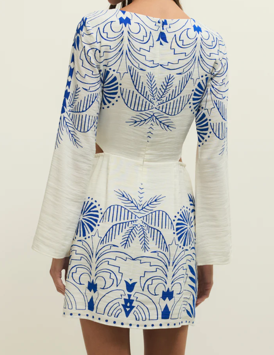 Tahini Airy Palm Mini Dress