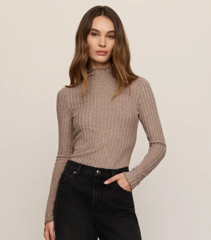 Hattie Silky Rib Mock Neck