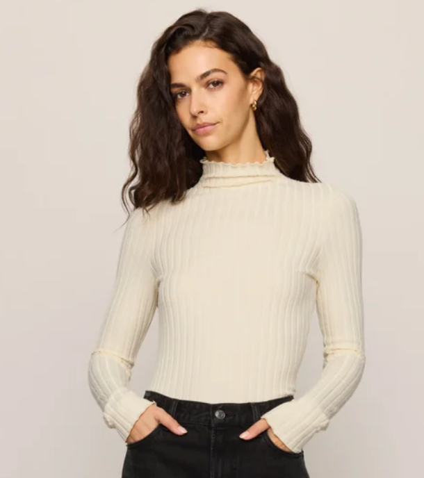 Hattie Silky Rib Mock Neck