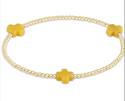 Signature Color Cross 2mm Gold Bracelet