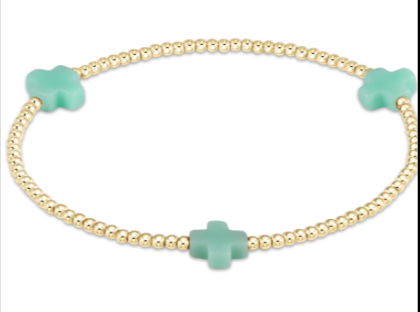 Signature Color Cross 2mm Gold Bracelet