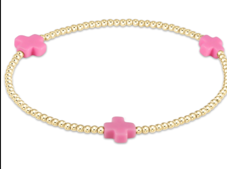 Signature Color Cross 2mm Gold Bracelet